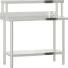 Restauration-vidaXL Table de travail de cuisine avec étagère 110x55x120 cm inox