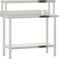 Restauration-vidaXL Table de travail de cuisine avec étagère 110x55x120 cm inox