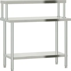 Restauration-vidaXL Table de travail de cuisine avec étagère 110x55x120 cm inox