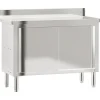 vidaXL Table de travail de cuisine avec portes coulissantes inox