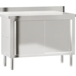 vidaXL Table de travail de cuisine avec portes coulissantes inox