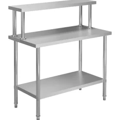 vidaXL Table de travail de cuisine avec étagère 120x60x120 cm Inox