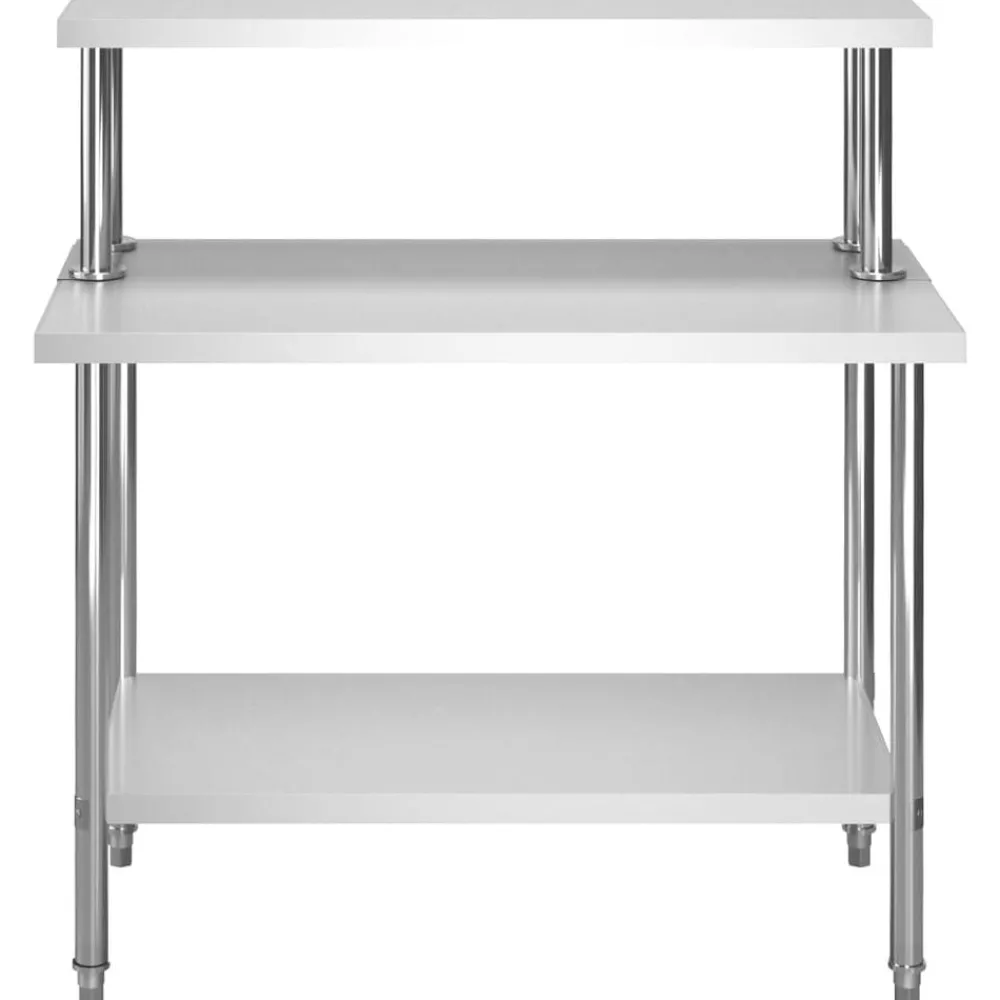 vidaXL Table de travail de cuisine avec étagère 120x60x120 cm Inox