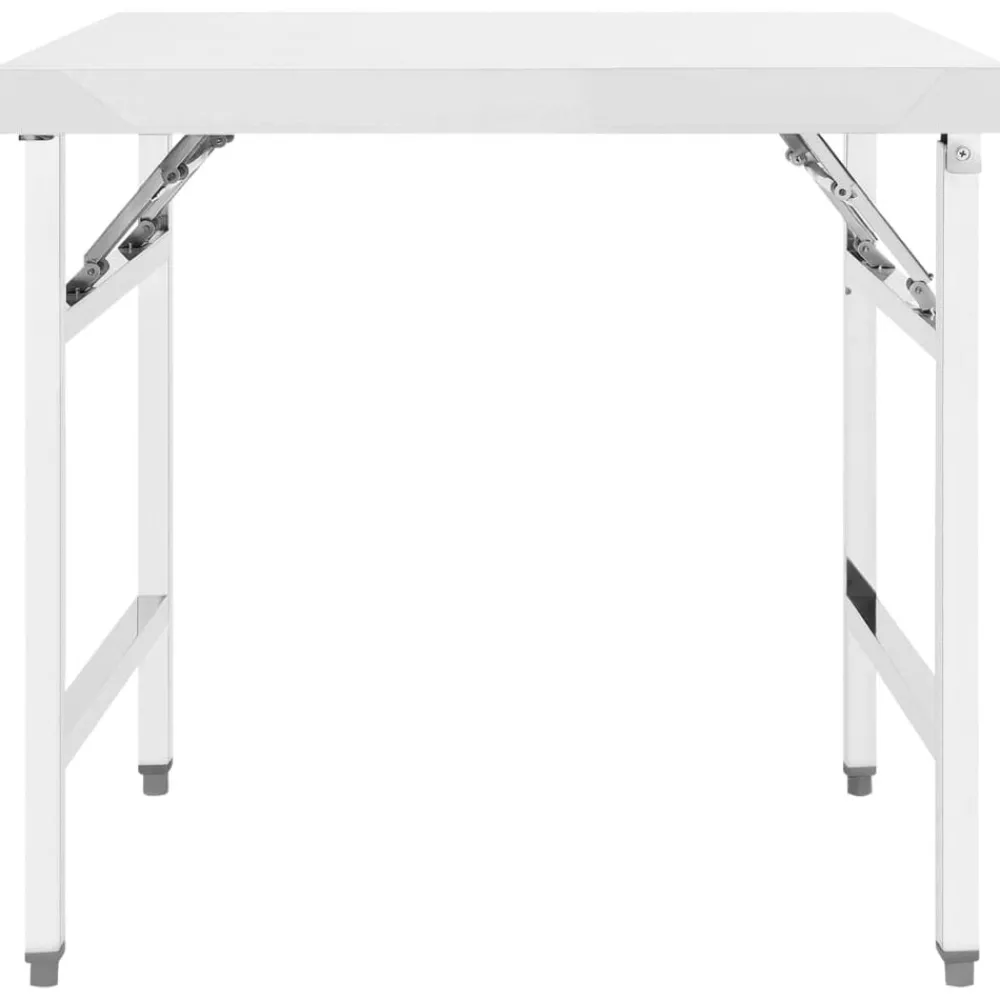 Restauration-vidaXL Table de travail pliable de cuisine 85x60x80cm Acier inoxydable