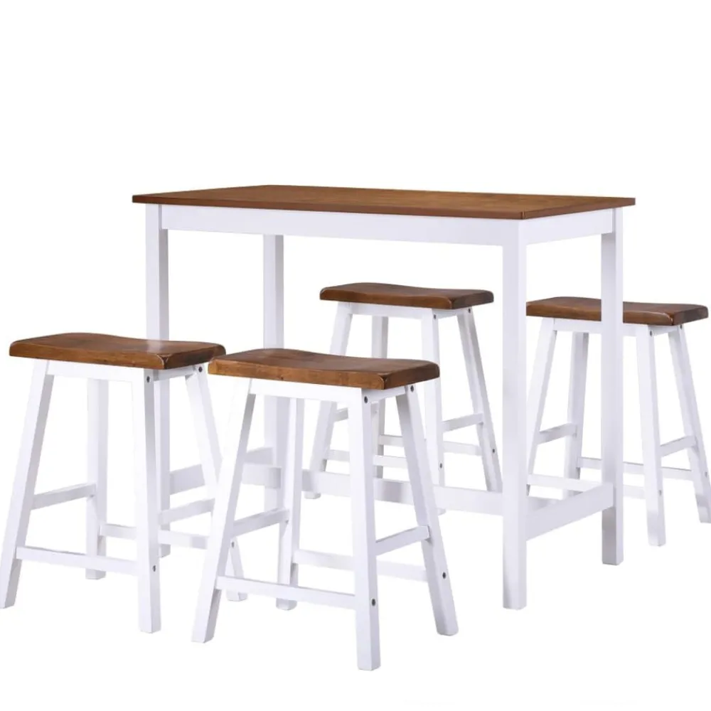 Ensembles De Meubles-vidaXL Table et tabouret de bar 5 pcs Bois massif