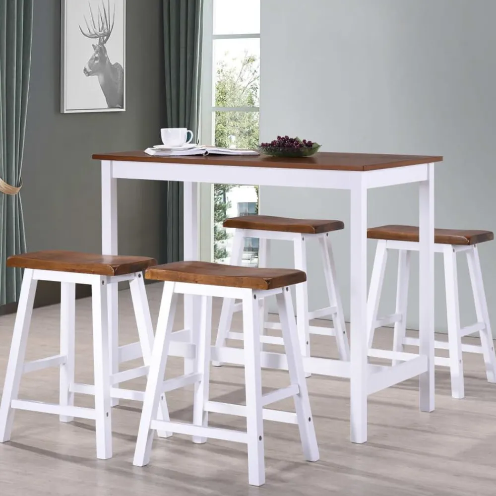 Ensembles De Meubles-vidaXL Table et tabouret de bar 5 pcs Bois massif