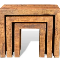 vidaXL Table gigogne 3 pcs Bois massif de manguier