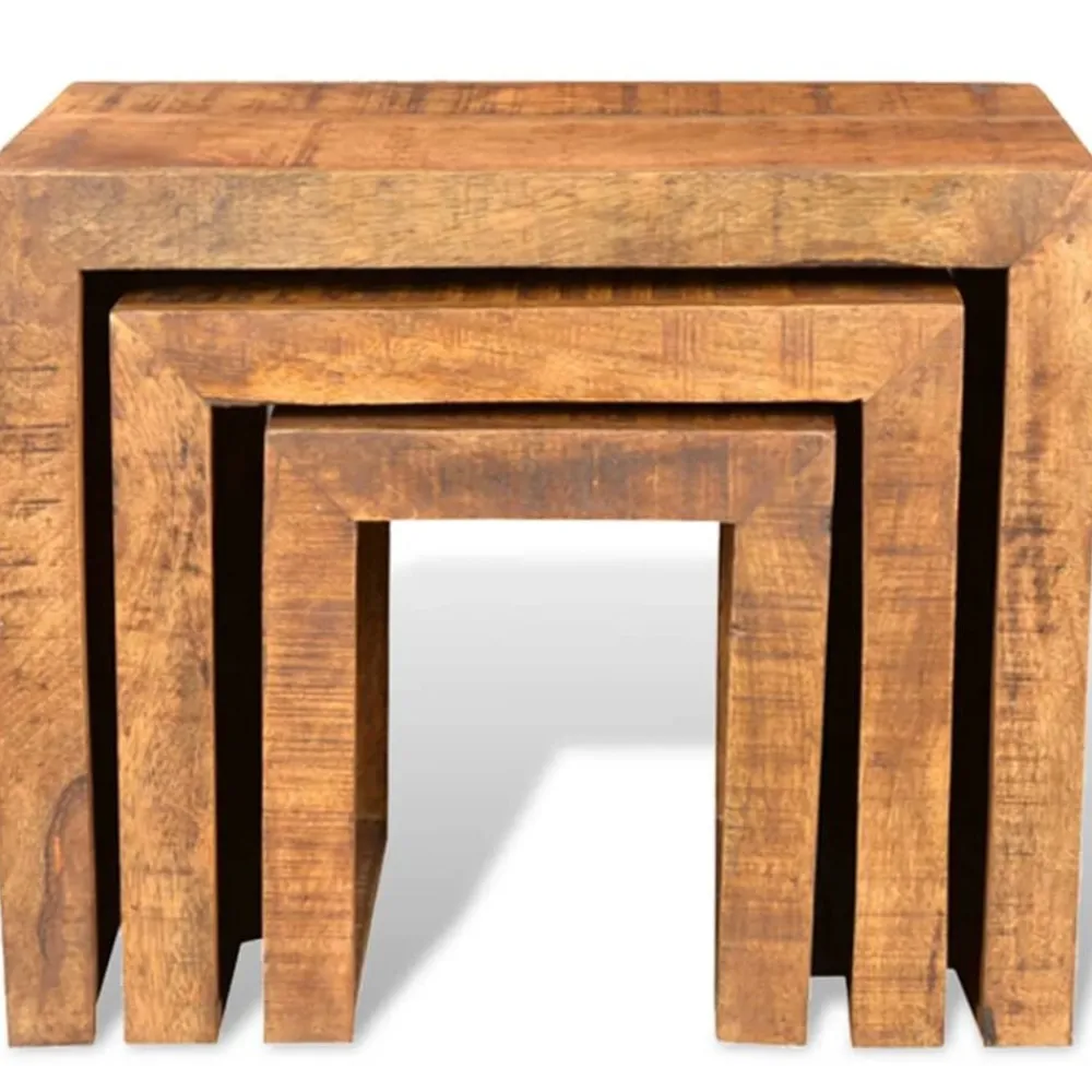 vidaXL Table gigogne 3 pcs Bois massif de manguier