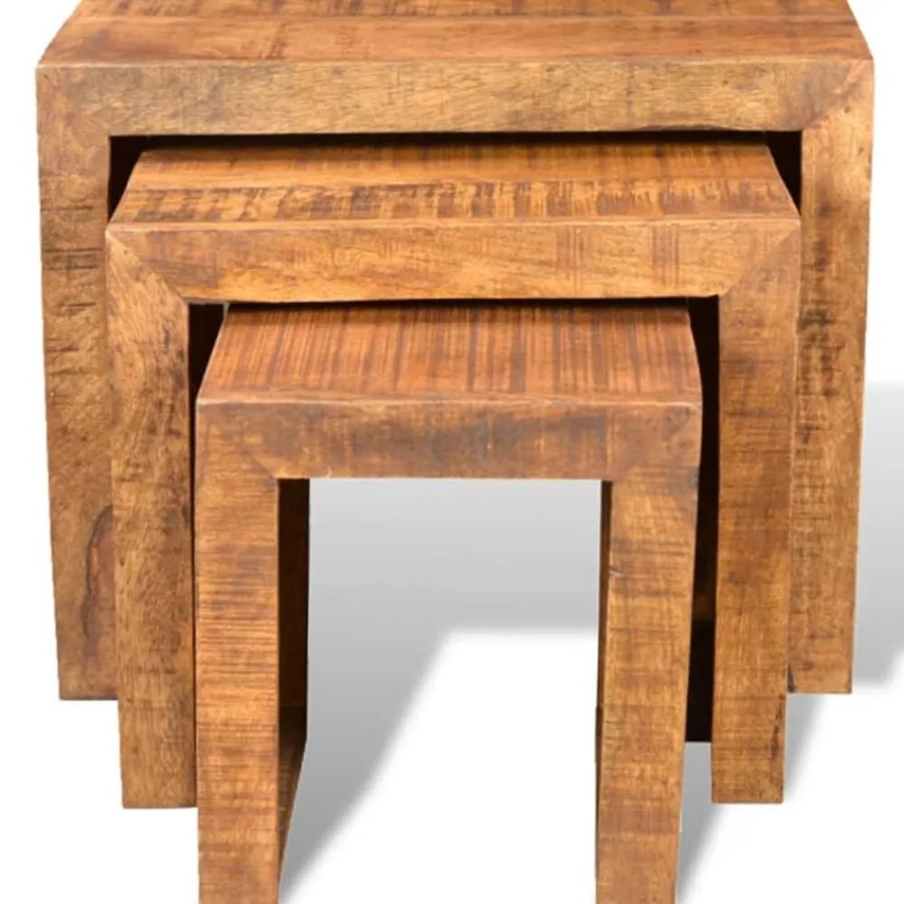 vidaXL Table gigogne 3 pcs Bois massif de manguier