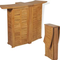 vidaXL Table pliable de bar 155x53x105 cm Bois de teck solide