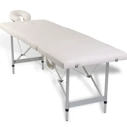 Santé & Beauté-vidaXL Table pliable de massage Blanc crème 4 zones au cadre aluminium Blanc cr&egrave;me