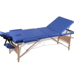 vidaXL Table pliable de massage 3 zones avec cadre en bois