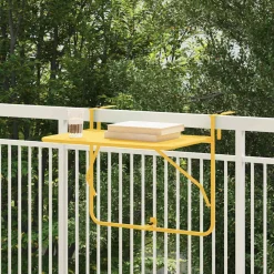 Mobilier De Jardin-vidaXL Table Suspendue de Balcon 60 x 39 x 65 cm Acier Moutarde
