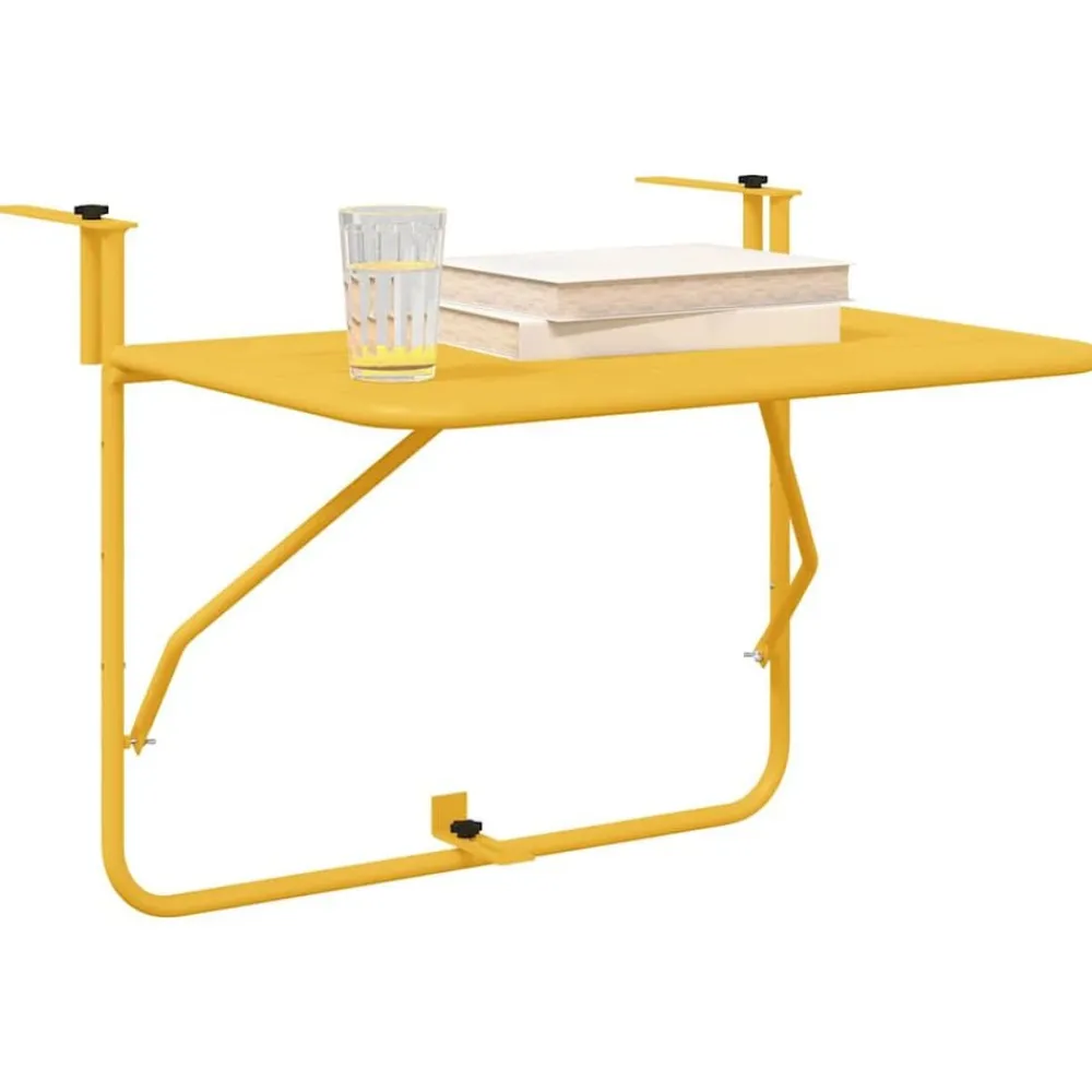 Mobilier De Jardin-vidaXL Table Suspendue de Balcon 60 x 39 x 65 cm Acier Moutarde