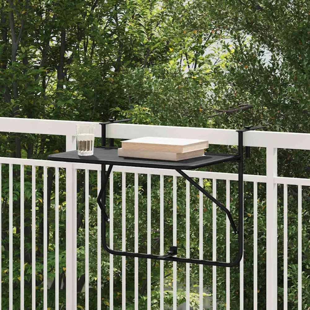 Mobilier De Jardin-vidaXL Table Suspendue de Balcon 60 x 39 x 65 cm Acier Noir