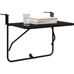 Mobilier De Jardin-vidaXL Table Suspendue de Balcon 60 x 39 x 65 cm Acier Noir