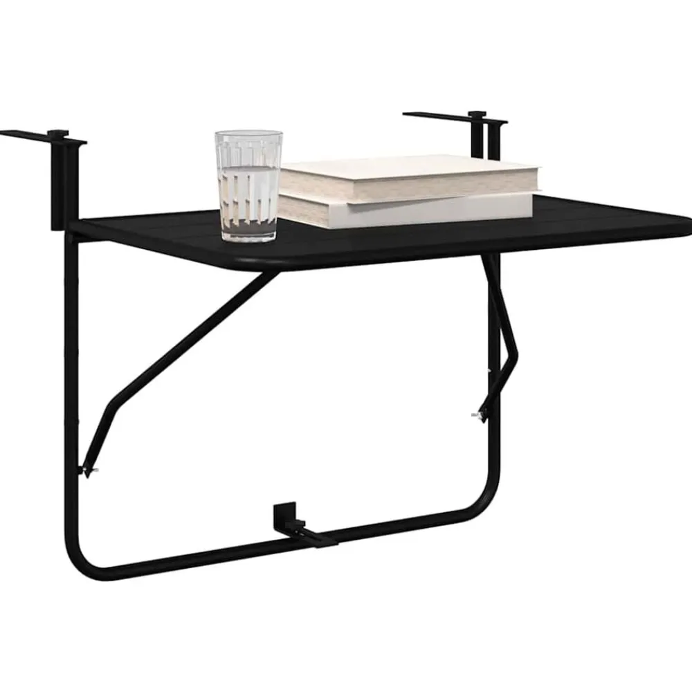 Mobilier De Jardin-vidaXL Table Suspendue de Balcon 60 x 39 x 65 cm Acier Noir