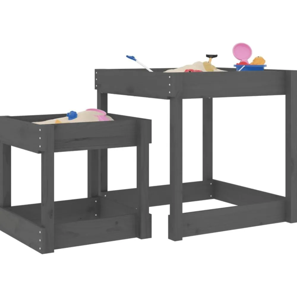vidaXL Tables à sable 2 pcs gris bois de pin massif