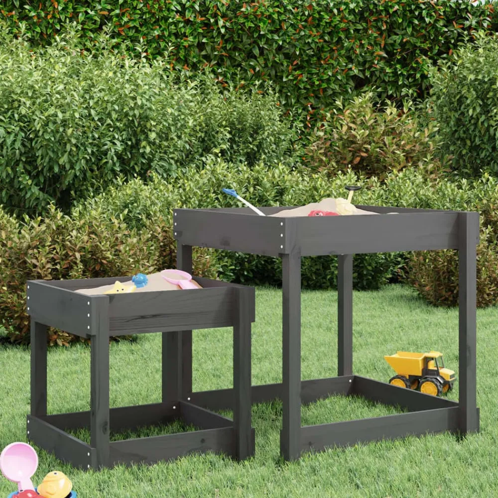 vidaXL Tables à sable 2 pcs gris bois de pin massif