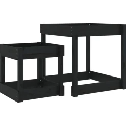 vidaXL Tables à sable 2 pcs noir bois de pin massif