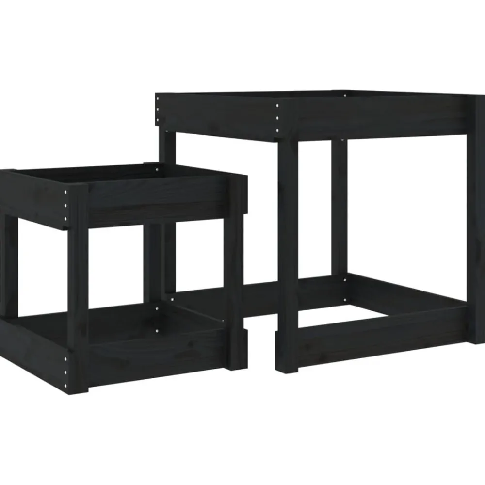 vidaXL Tables à sable 2 pcs noir bois de pin massif