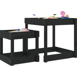 vidaXL Tables à sable 2 pcs noir bois de pin massif
