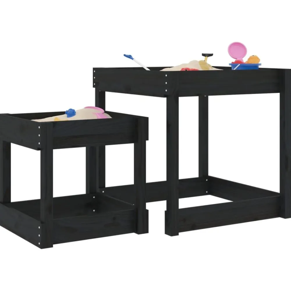 vidaXL Tables à sable 2 pcs noir bois de pin massif