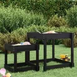 vidaXL Tables à sable 2 pcs noir bois de pin massif
