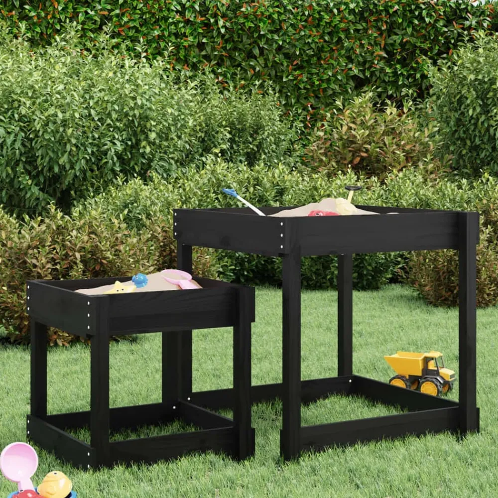 vidaXL Tables à sable 2 pcs noir bois de pin massif