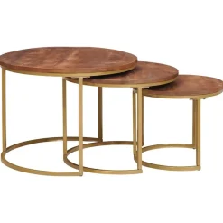 Tables-vidaXL Tables basses gigognes 3 pcs Bois de mangue massif et acier