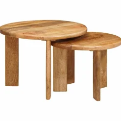 vidaXL Tables basses gigognes 2 pcs Marron Bois de mangue massif