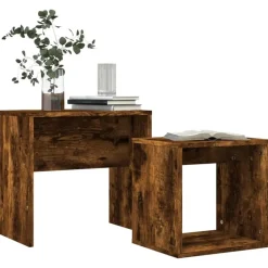 vidaXL Tables basses gigognes 2 pcs chêne fumé bois d'ingénierie