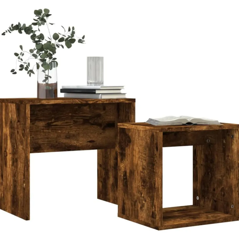 vidaXL Tables basses gigognes 2 pcs chêne fumé bois d'ingénierie