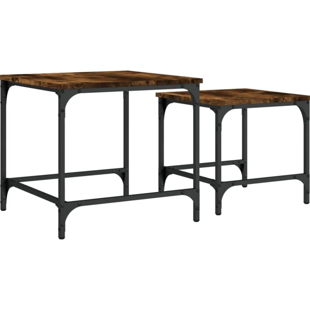 Tables-vidaXL Tables basses gigognes 2 pcs chêne fumé bois d'ingénierie Chêne fumé