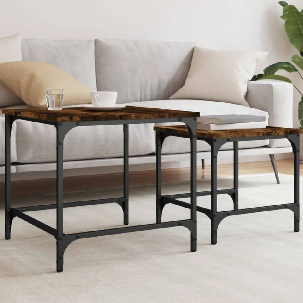 Tables-vidaXL Tables basses gigognes 2 pcs chêne fumé bois d'ingénierie Chêne fumé