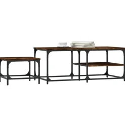 Tables-vidaXL Tables basses gigognes 2 pcs chêne fumé bois d'ingénierie Chêne fumé