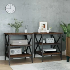 vidaXL Tables d'appoint 2 pcs Chêne marron 40x42x50 cm Bois ingénierie