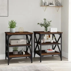 vidaXL Tables d'appoint 2 pcs Chêne marron 40x42x50 cm Bois ingénierie