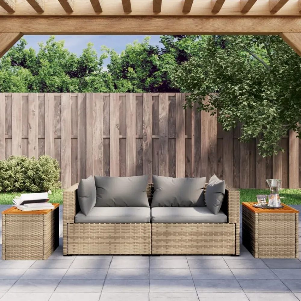 vidaXL Tables d'appoint de jardin 2 pcs rotin bois massif