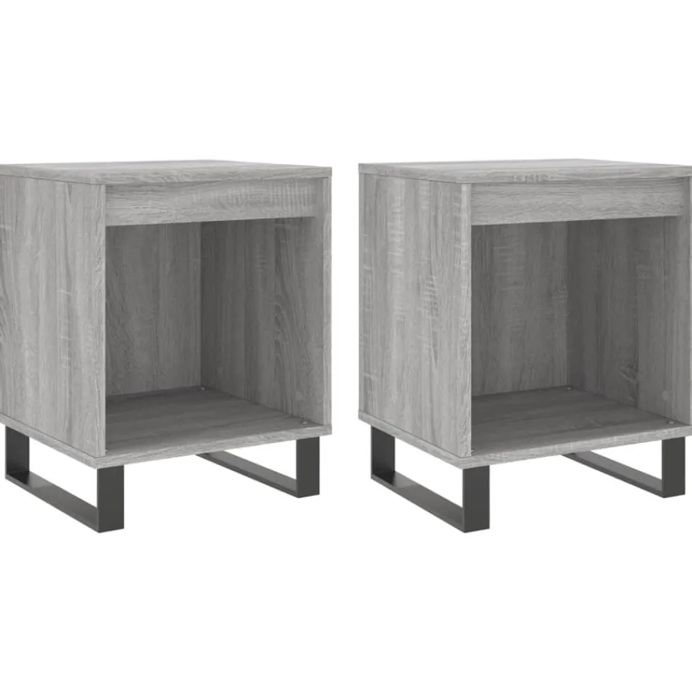 Tables-vidaXL Tables de chevet 2 pcs 40x35x50 cm bois ingénierie Sonoma gris
