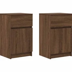 vidaXL Tables de chevet 2 pcs chêne marron 39x35x65 cm bois ingénierie