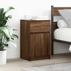 vidaXL Tables de chevet 2 pcs chêne marron 39x35x65 cm bois ingénierie