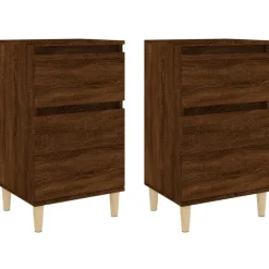 Tables-vidaXL Tables de chevet 2 pcs chêne marron 40x35x70 cm Ch&ecirc;ne marron