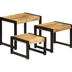 Tables-vidaXL Tables gigognes 3 pcs Bois solide de manguier