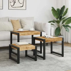 Tables-vidaXL Tables gigognes 3 pcs Bois solide de manguier