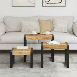 Tables-vidaXL Tables gigognes 3 pcs Bois solide de manguier