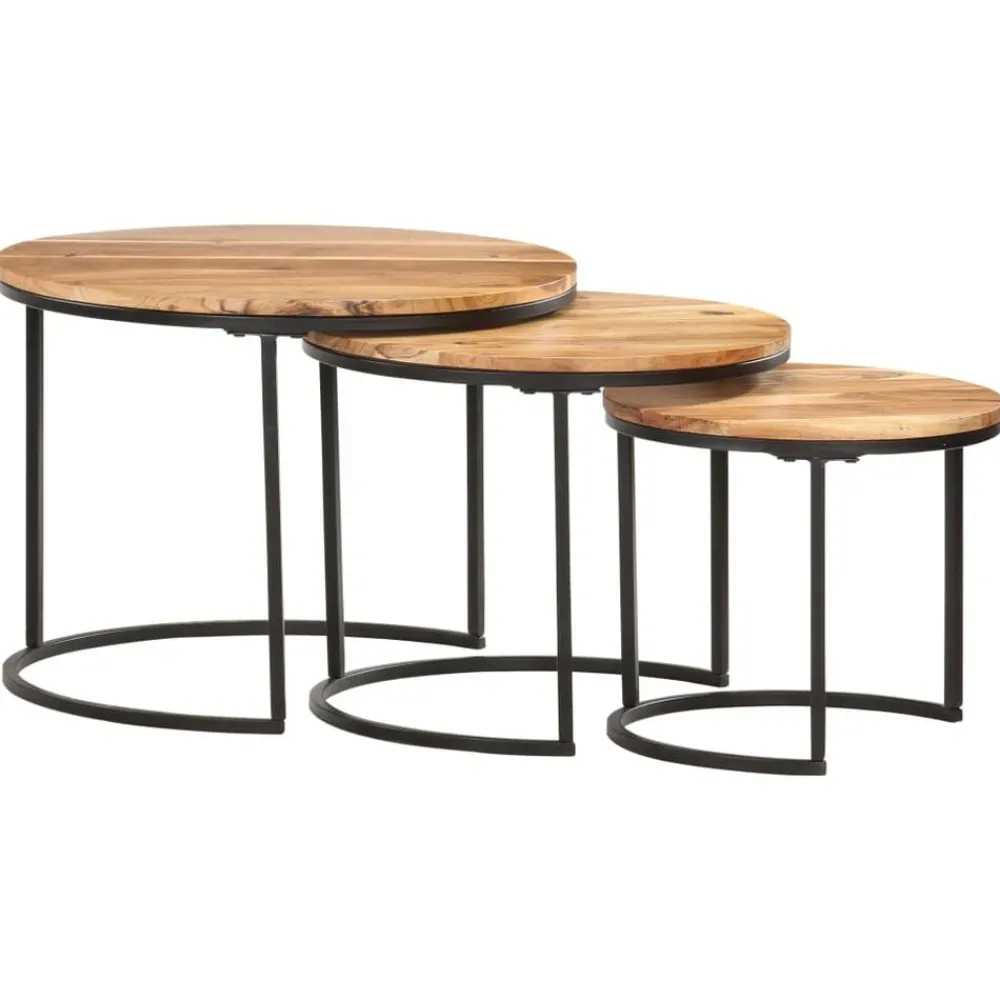 Tables-vidaXL Tables gigognes 3 pcs Bois d'acacia massif