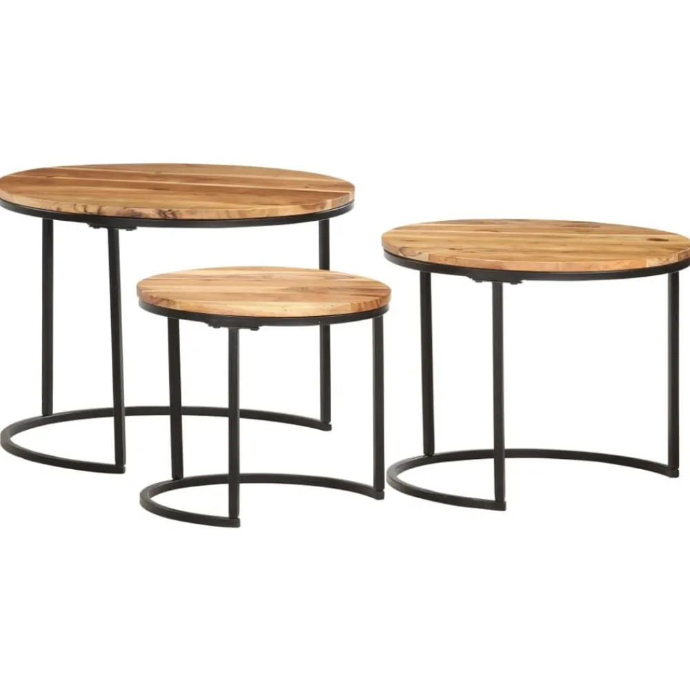 Tables-vidaXL Tables gigognes 3 pcs Bois d'acacia massif