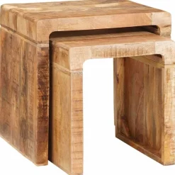 Tables-vidaXL Tables gigognes 2 pcs Marron Bois de mangue massif