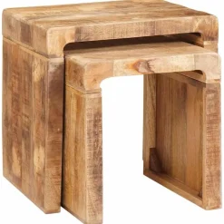 Tables-vidaXL Tables gigognes 2 pcs Marron Bois de mangue massif
